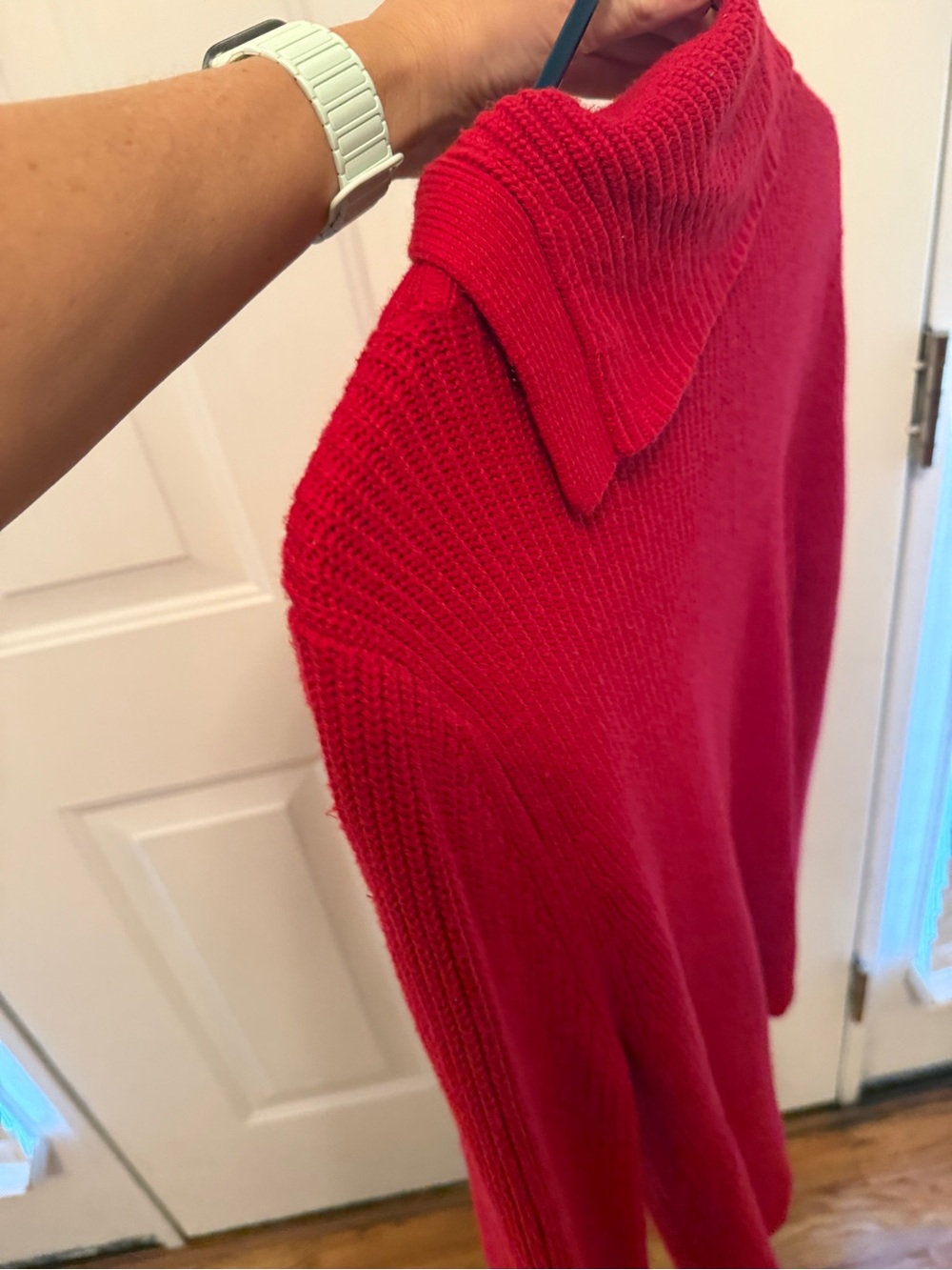 Talbots Red Cowl-Neck Ribbed Sweater - Picture 4 of 6